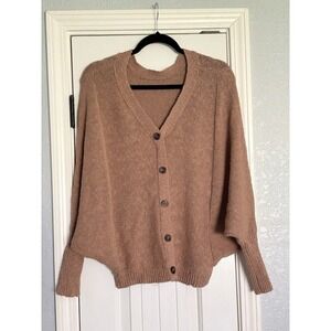 Kaisley Slouchy Batwing Cardigan S Brown Boho Cozy Minimalist Sweater